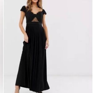 ASOS Design Black Formal Pleated Lace Dress